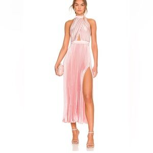 L’IDEE pink split gown! Beautiful pink, halter neckline, with stunning pleating